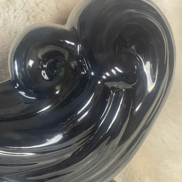 Ceramic Gloss Black Sculpture Statue Women's Fashion Hair Style Beauty Mermaid - Picture 12 of 16